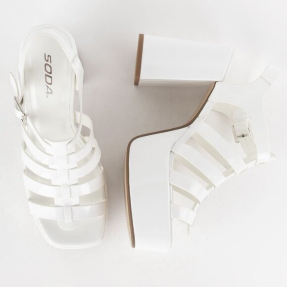 SODA Either White Platform Sandals Sz 10 - Picture 3 of 10